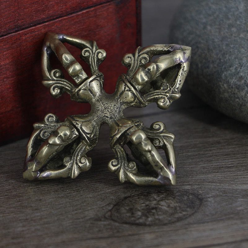 KarmaRipple's Nepal Handmade 5 Prong Double Dorje Bronze Strength Vajra p2
