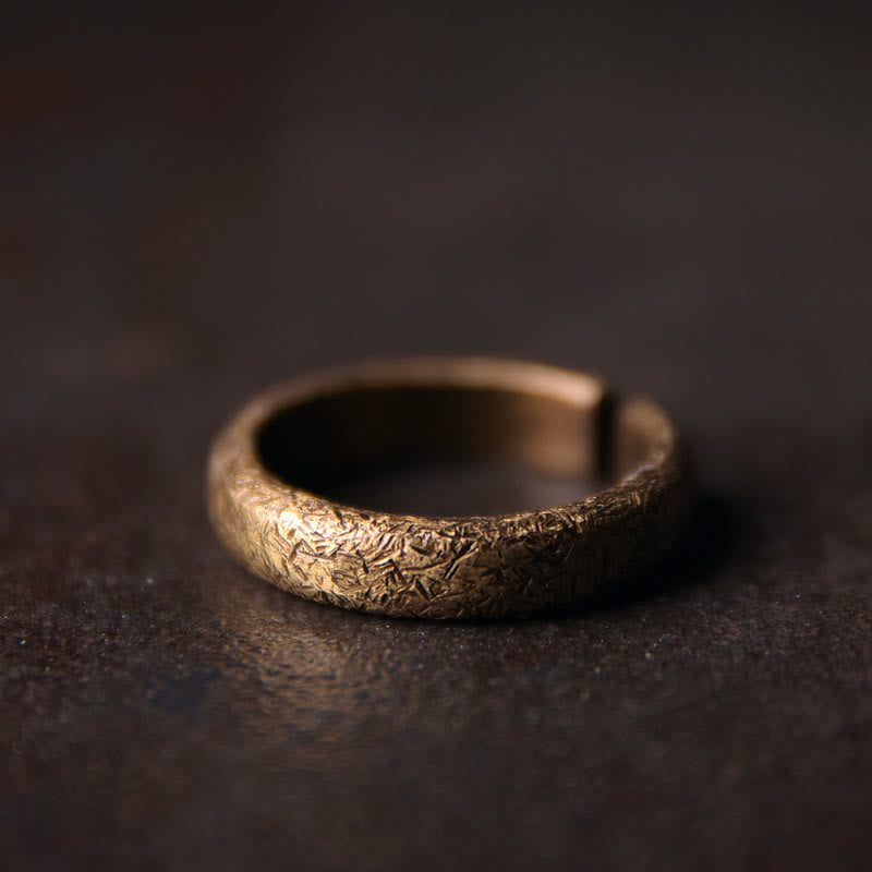 KarmaRipple's Tibetan Vintage Texture Design Bronze Fortune Pair Ring p1