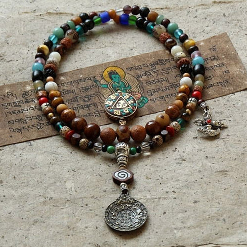 KarmaRipple's Tibet 108 Mala Beadwork Nine Palaces Bagua Bodhi Seed Yak Bone Vajra Balance Bracelet p2