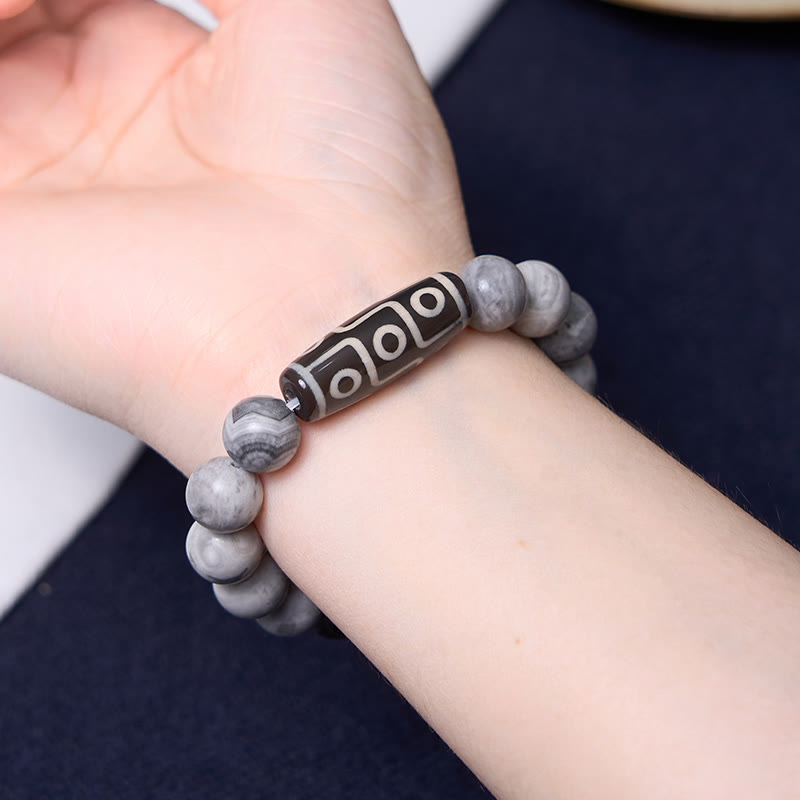 KarmaRipple's Tibetan Nine-Eye Dzi Bead Picasso Jasper Positive Bracelet p7