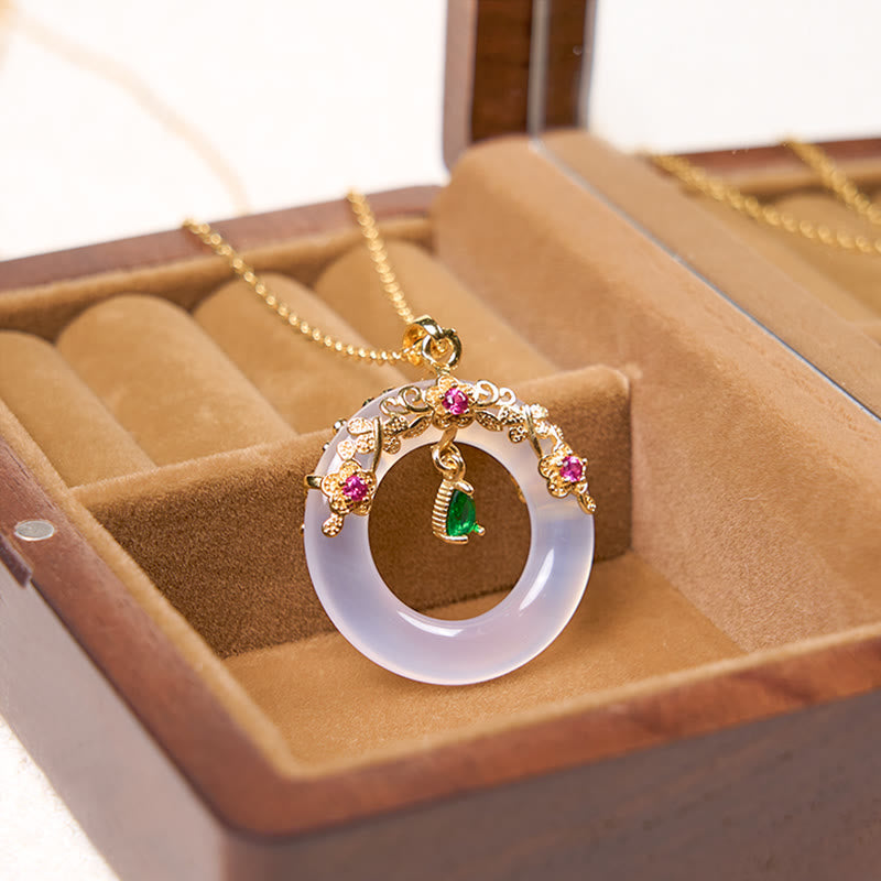 KarmaRipple's Green Chalcedony Peace Buckle Design Strength Pendant Necklace p27