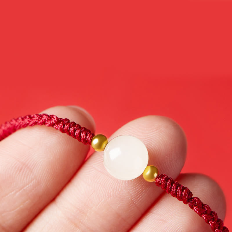 KarmaRipple's Handcrafted Round Jade Fortunate Bead Prosperity Woven Bracelet p25