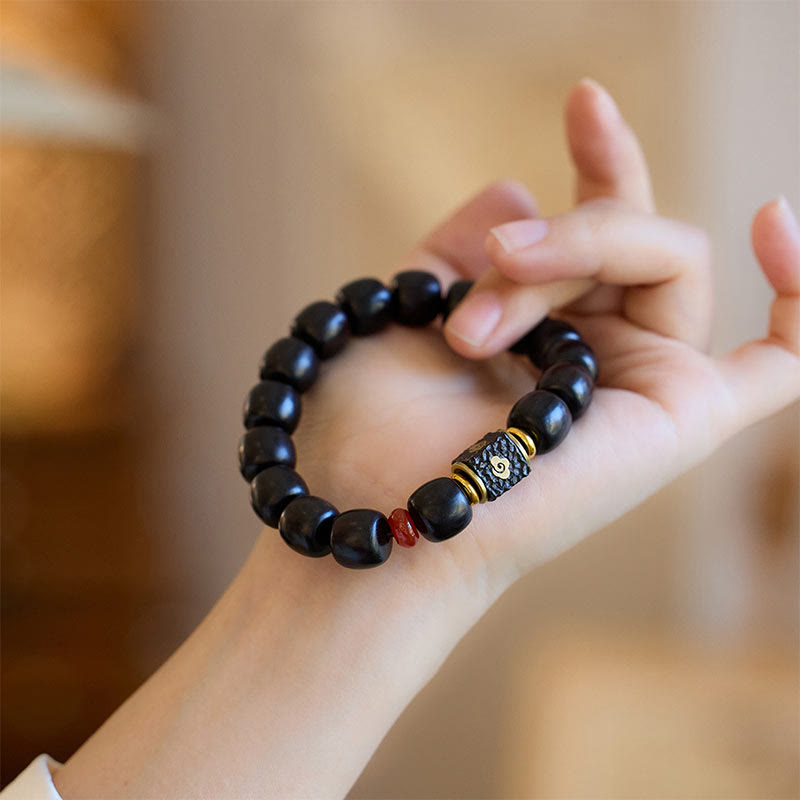 KarmaRipple's Ebony Wood Auspicious Clouds Engraved Calm Bracelet p13