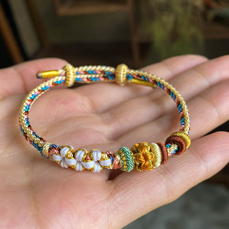 KarmaRipple's Handmade Dunhuang Color Peach Blossom Pattern Braid String Bracelet p6