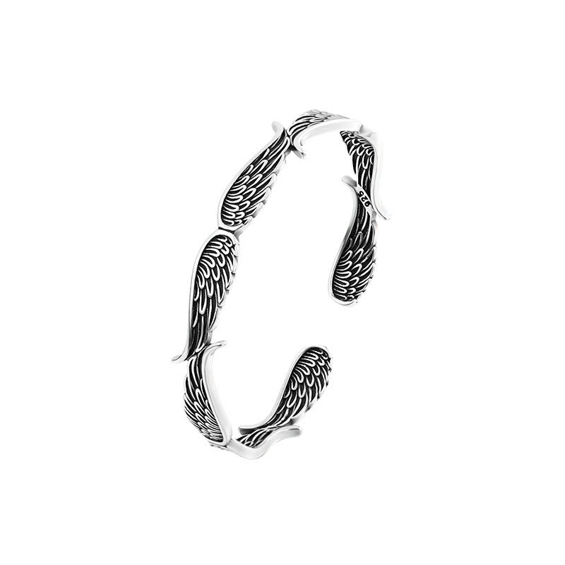 KarmaRipple's Angel Wings Feather Pattern Carved Fortune Cuff Bracelet Bangle p11