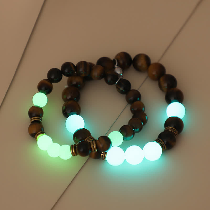 KarmaRipple's 2Pcs Tiger Eye Glowstone Luminous Bead Protection Pair Bracelet p4