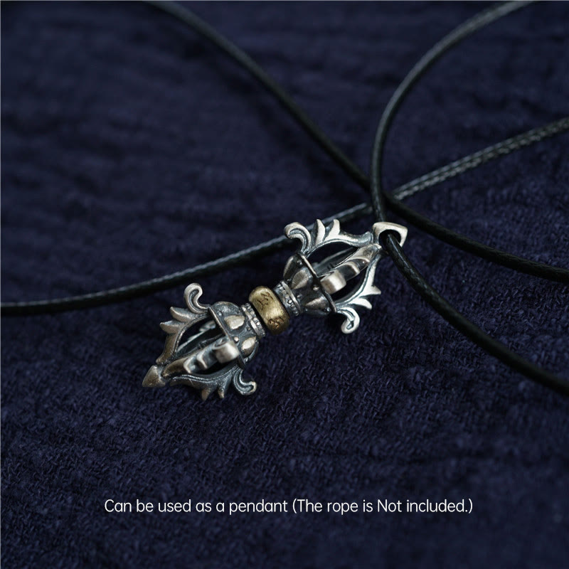 KarmaRipple's 925 Sterling Silver Om Mani Padme Hum Dorje Vajra Engraved Strength Necklace Hanging Decoration p7