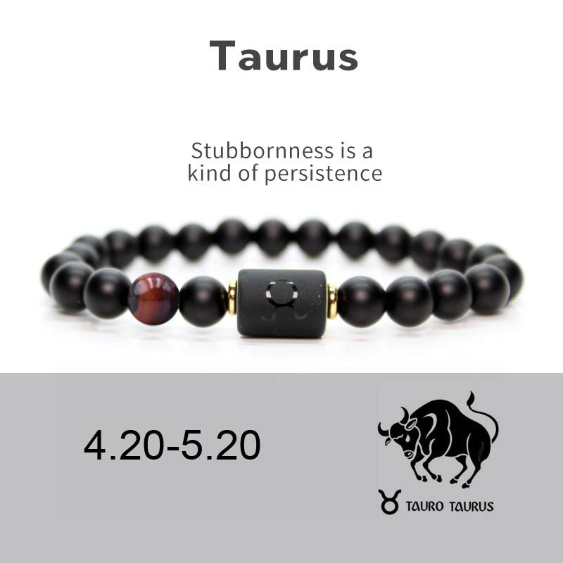 KarmaRipple's 12 Constellations of the Zodiac Black Onyx Adjustable Bracelet p22