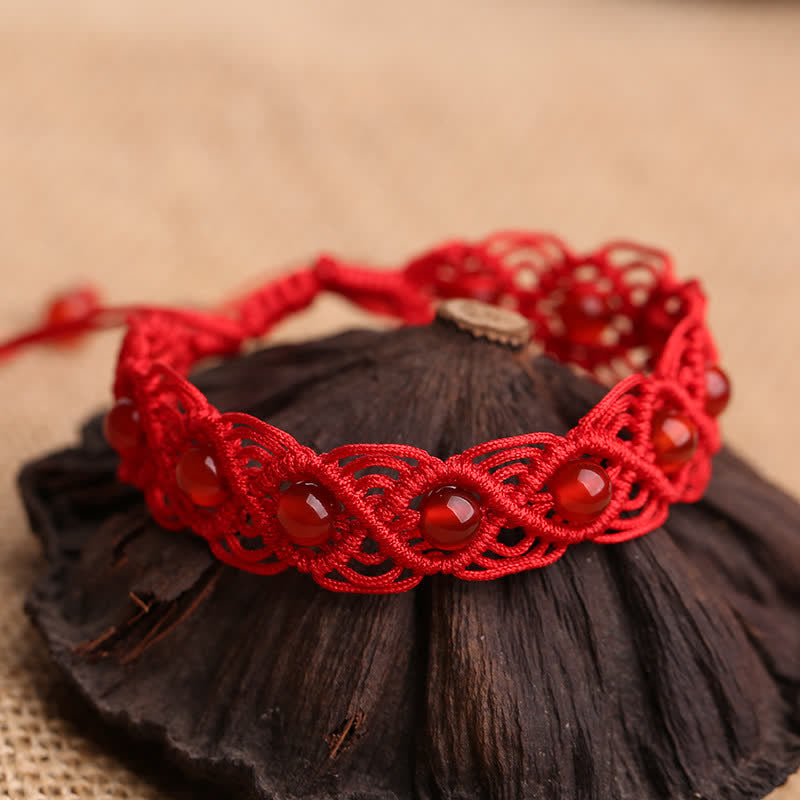 KarmaRipple's Red Agate Confidence Red String Bracelet p1