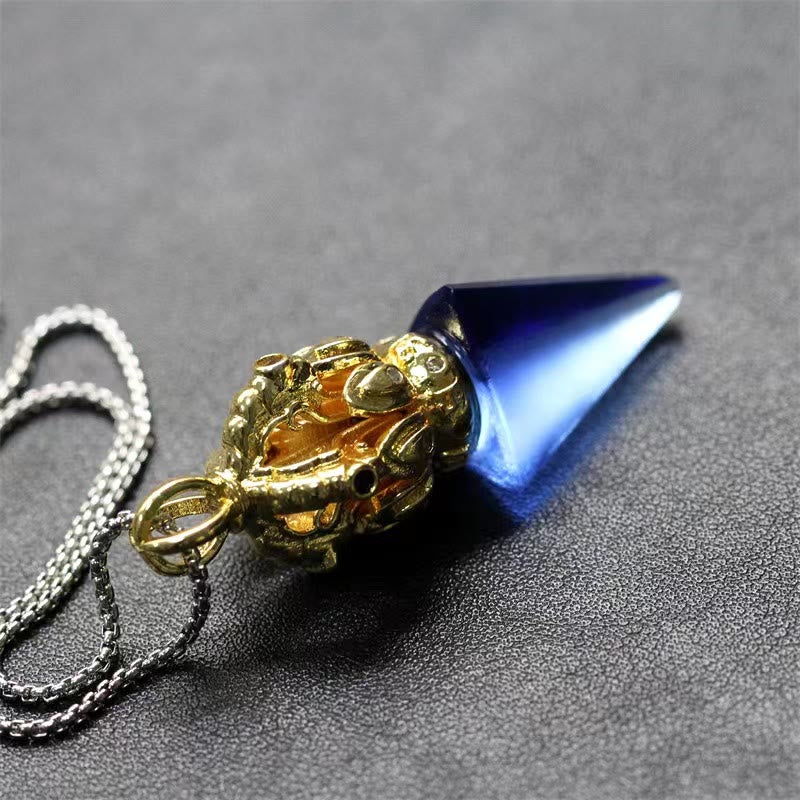 KarmaRipple's Tibetan Dorje Vajra 4 Prong Lotus Liuli Gemstone Strength Pendant Necklace p8