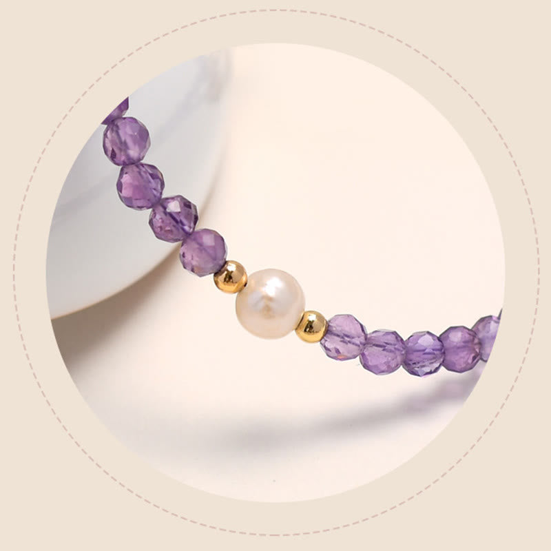 KarmaRipple's 14K Gold Plated Amethyst Gemstone Balancing Double Layer Chain Bracelet p7