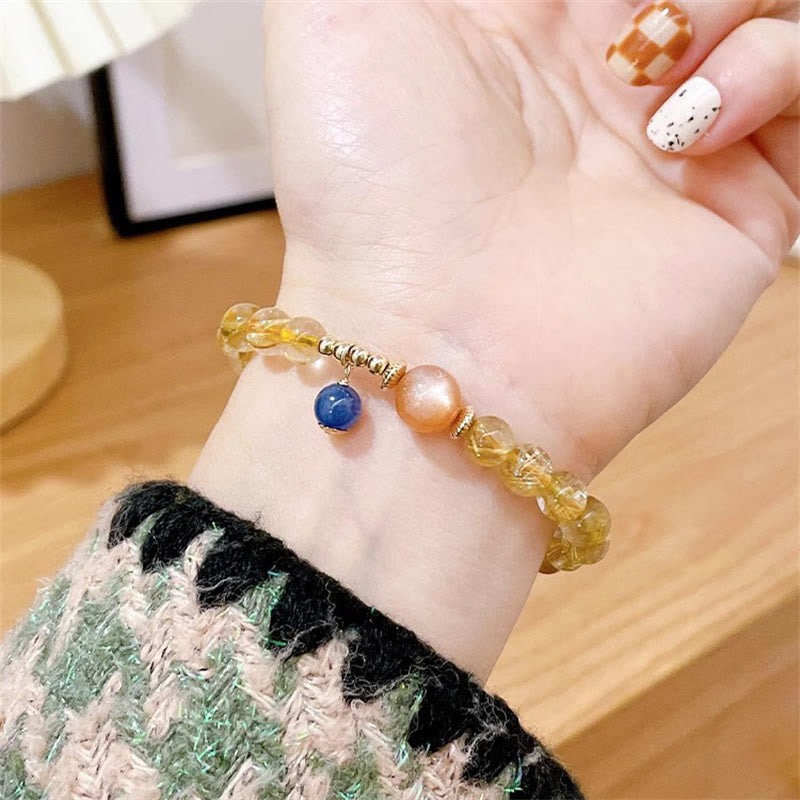 KarmaRipple's Authentic Gold Rutilated Quartz Sun Stone Kyanite Wealth Bracelet p4