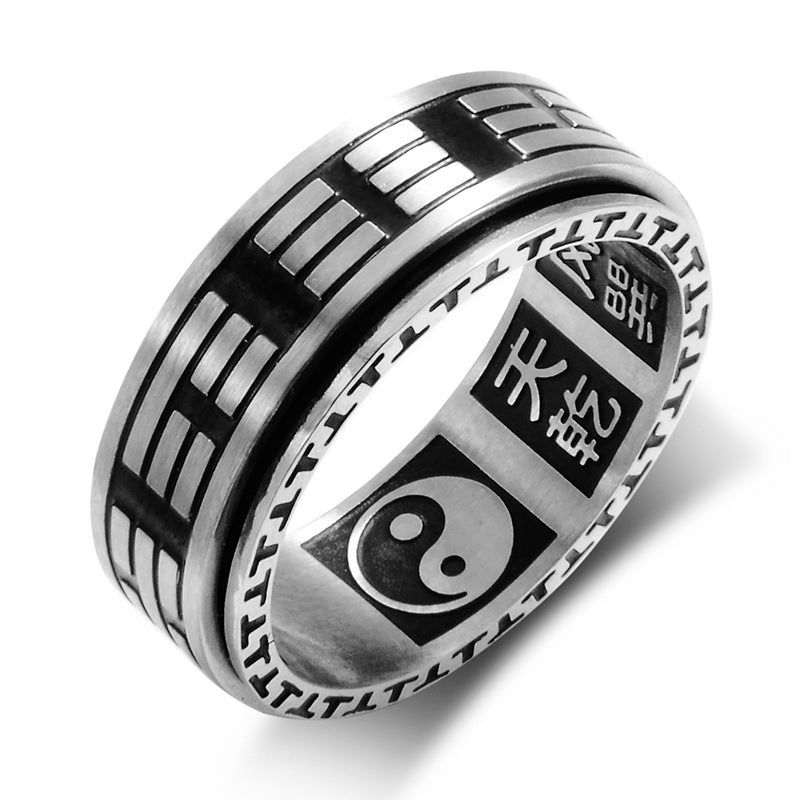 KarmaRipple's Bagua Yin Yang Titanium Steel Balance Rotatable Ring p2