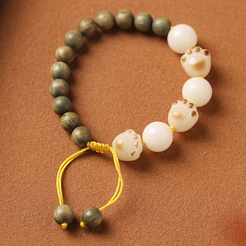 KarmaRipple's Authentic Green Sandalwood Bodhi Seed Cat Paw Claw Cure Bracelet p2