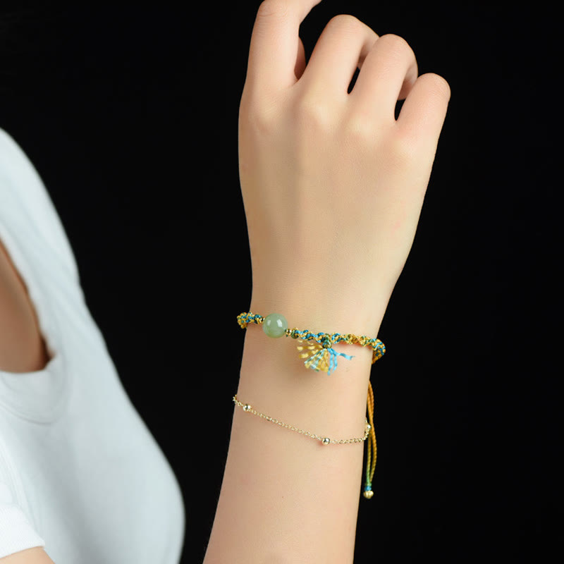 KarmaRipple's Handmade Colorful Rope Fortune Jade Bead Abundance Double Layer Bracelet p9