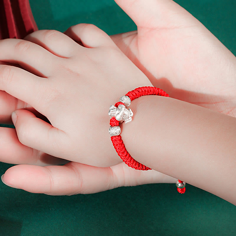 KarmaRipple's 999 Sterling Silver Chinese Zodiac Red Rope Fortune Handcrafted Kids Bracelet p24