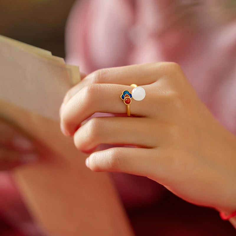 KarmaRipple's Ivory Jade Auspicious Cloud Blessing Fortune Ring p4