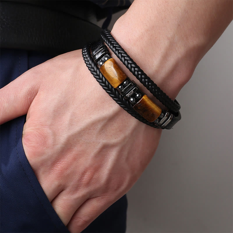 KarmaRipple's Tiger Eye Power Magnetic Buckle Multilayered Leather Bracelet p8
