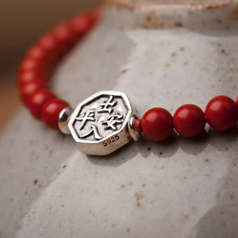 KarmaRipple's 925 Sterling Silver Yin Yang Bagua Symbol Cinnabar String Concentration Bracelet p19