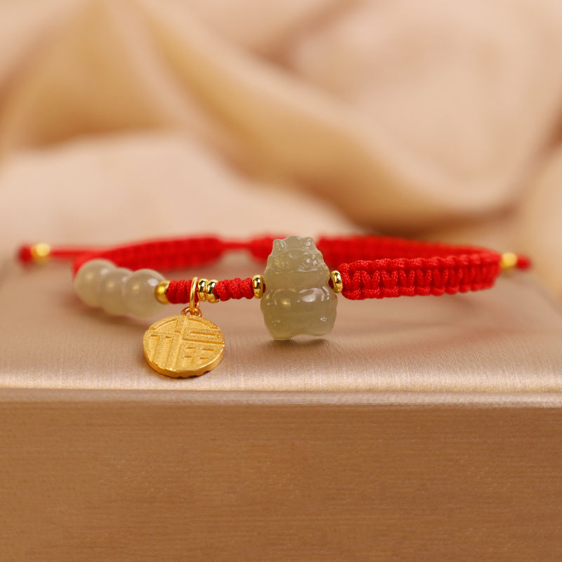 KarmaRipple's ???A Flash Sale- Year of the Dragon 925 Sterling Silver Hetian Jade Fu Character Fortune Bracelet p8