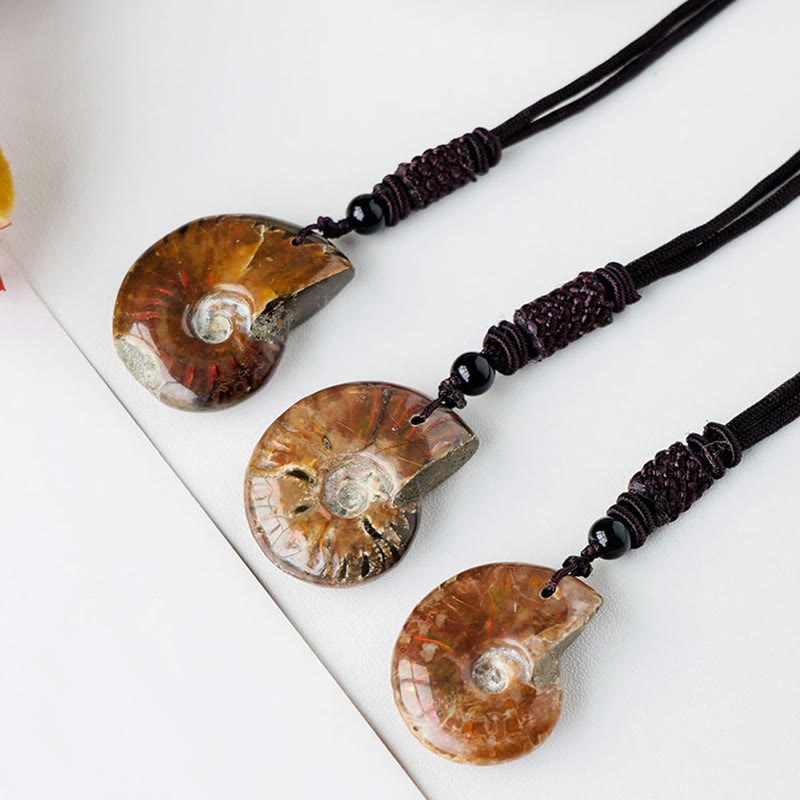 KarmaRipple's Authentic Ammonite Fossil Snail Pattern Meditation Balancing Pendant Necklace p2