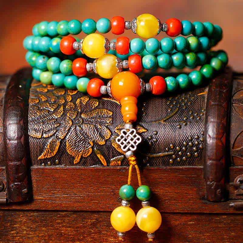 KarmaRipple's 108 Mala Beadwork Tibetan Turquoise Dzi Bead Protection Bracelet p10