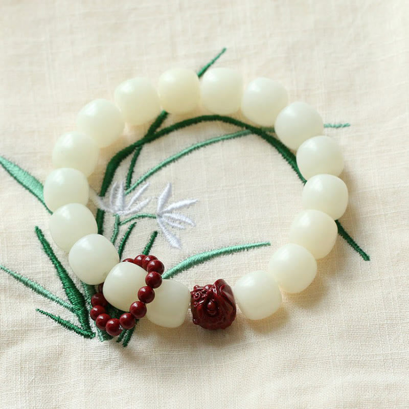KarmaRipple's Authentic Bodhi Seed Cinnabar Dancing Lion Talisman Wisdom Balance Wrist Mala p4