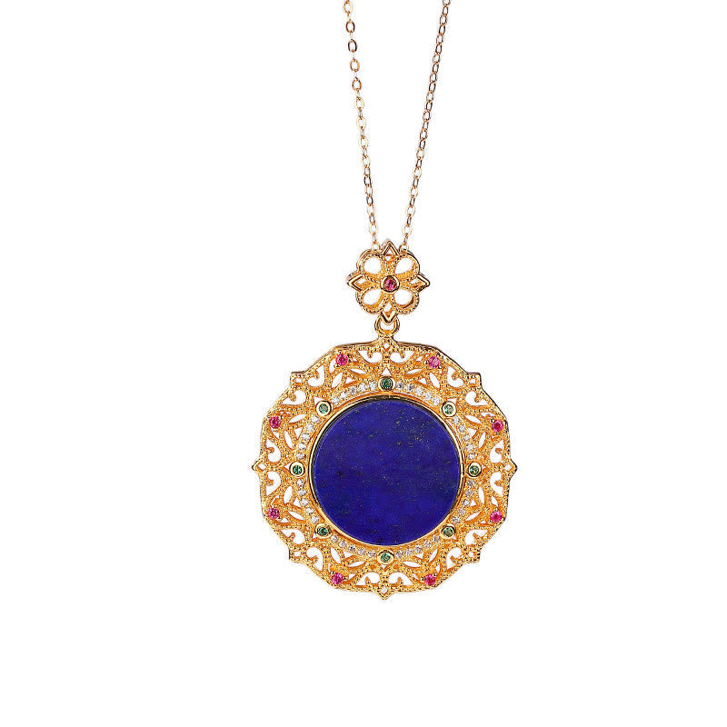 KarmaRipple's 925 Sterling Silver Plated Gold Lazurite Positive Pendant Necklace p7