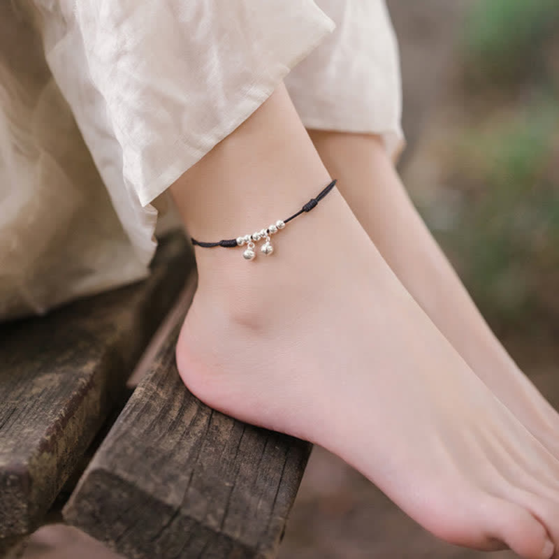 KarmaRipple's 925 Sterling Silver Red String Braid Bell Talisman Anklet p16