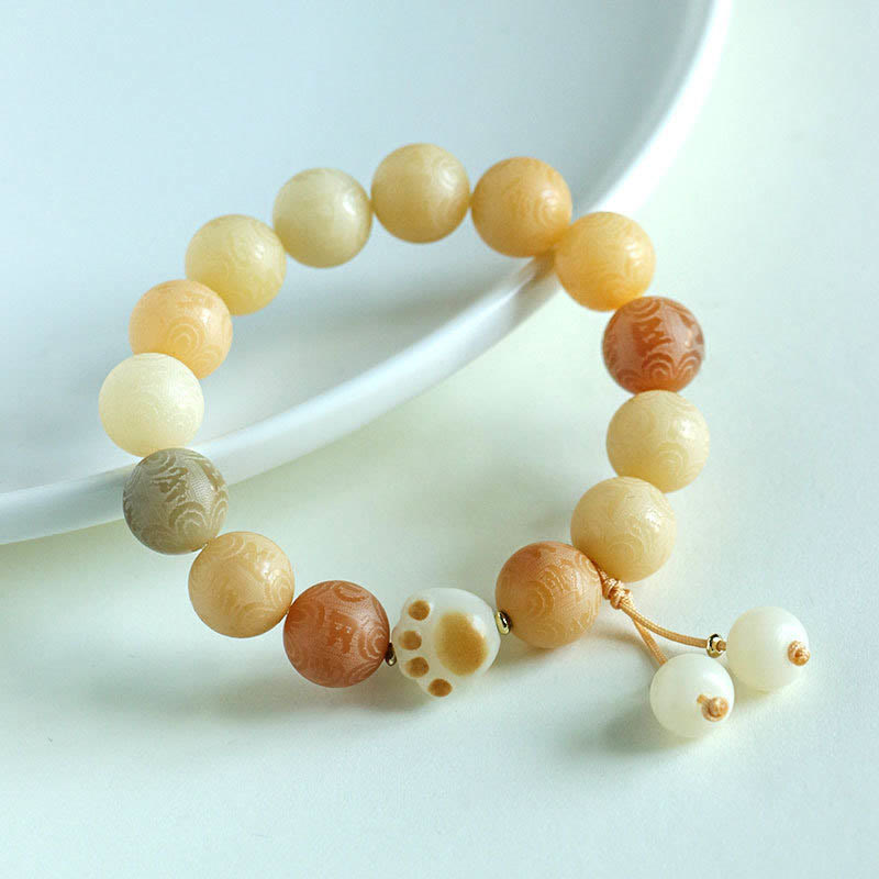 KarmaRipple's Bodhi Seed Om Mani Padme Hum Carved Balance Bracelet p2
