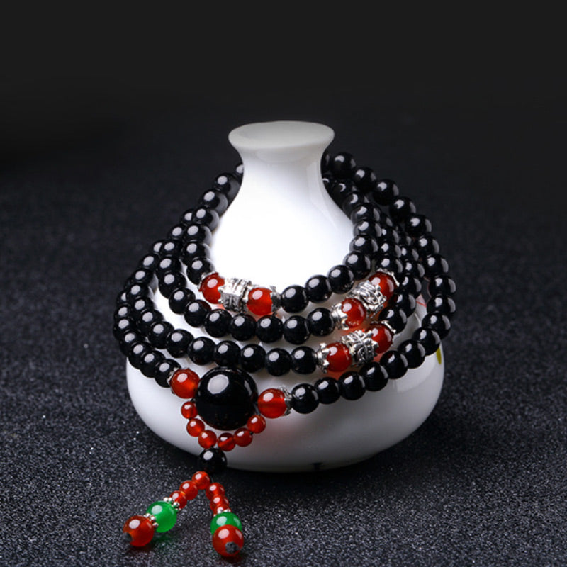 KarmaRipple's 108 Beadwork Authentic Black Obsidian Tiger Eye Mala Bracelet p16