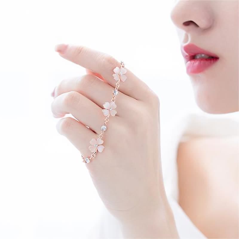 KarmaRipple's Pink Gemstone Four Leaf Clover Love Chain Bracelet p8