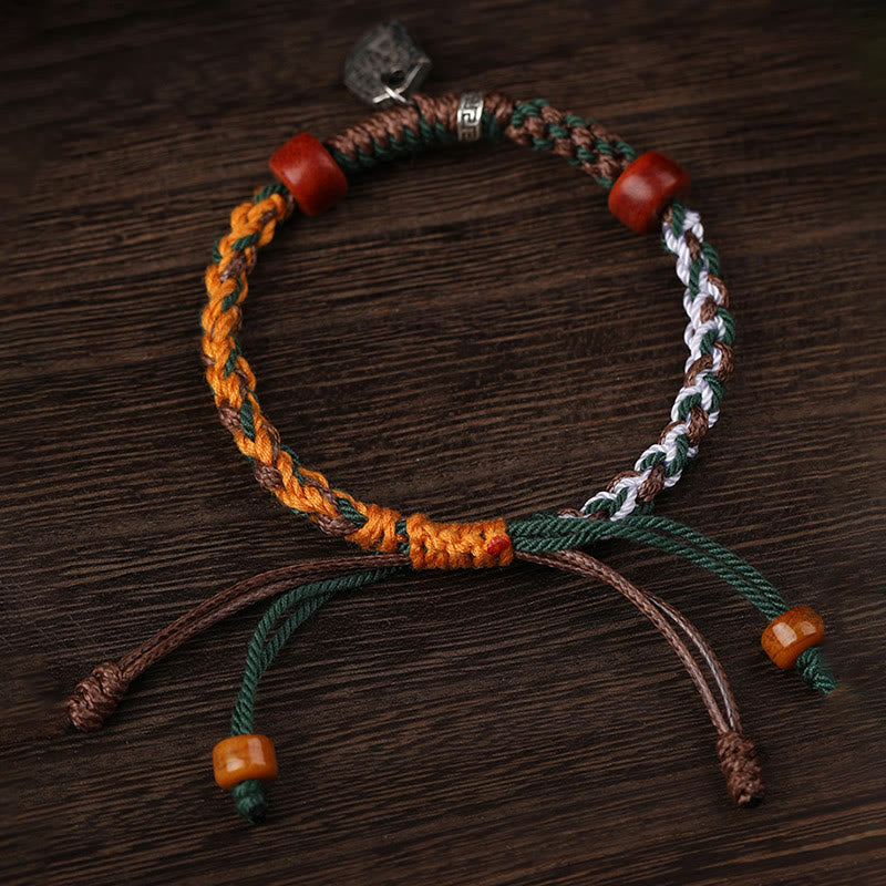 KarmaRipple's Handmade Tibetan Silver 925 Sterling Silver Zakiram Goddess of Wealth Camel Bone Protection Woven Bracelet p4