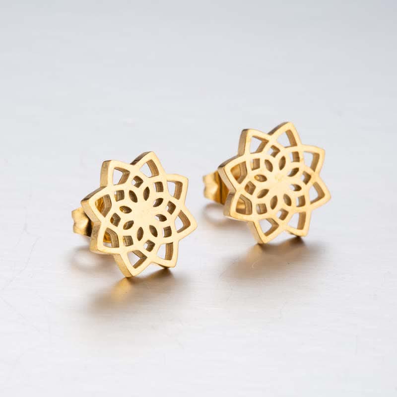 KarmaRipple's Tibetan Lotus Pattern New Beginning Stud Earrings p2