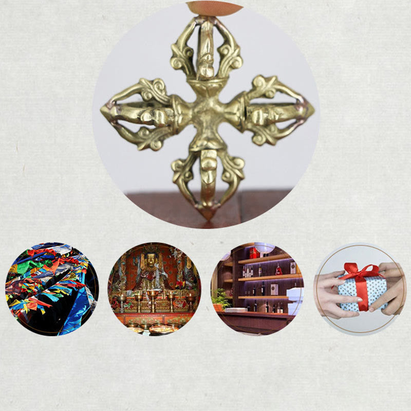 KarmaRipple's Nepal Handmade 5 Prong Double Dorje Bronze Strength Vajra p13