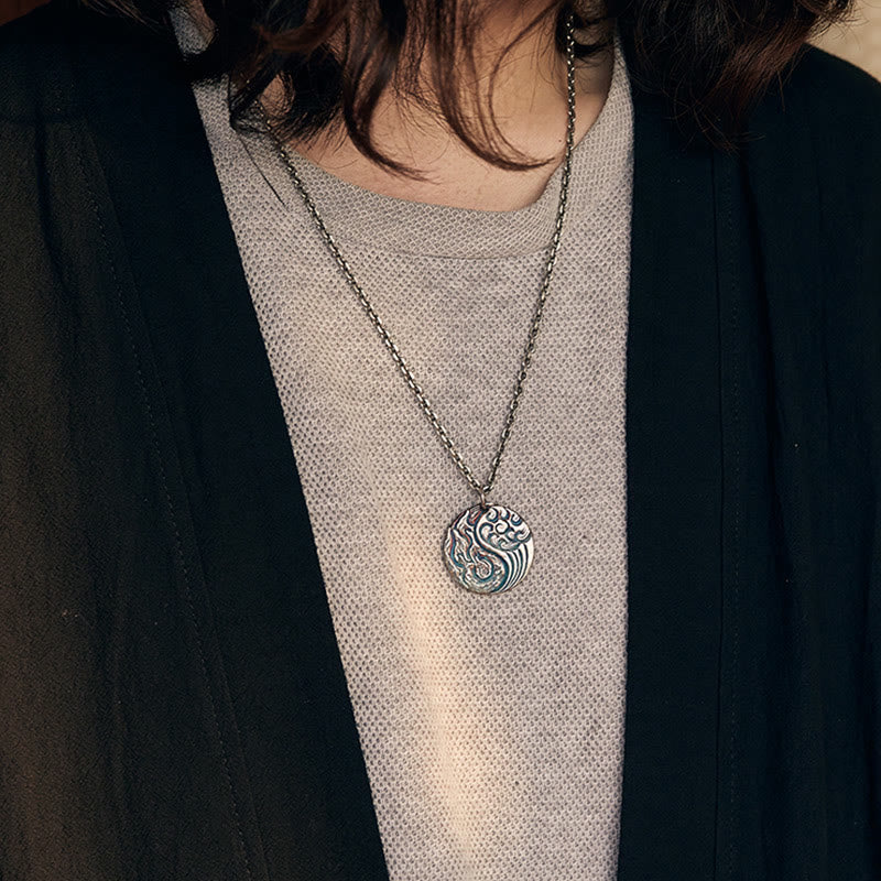 KarmaRipple's 990 Sterling Silver Yin Yang Water and Fire Balance Pendant Necklace p9