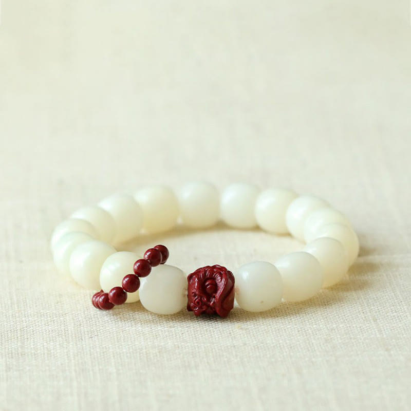 KarmaRipple's Authentic Bodhi Seed Cinnabar Dancing Lion Talisman Wisdom Balance Wrist Mala p1
