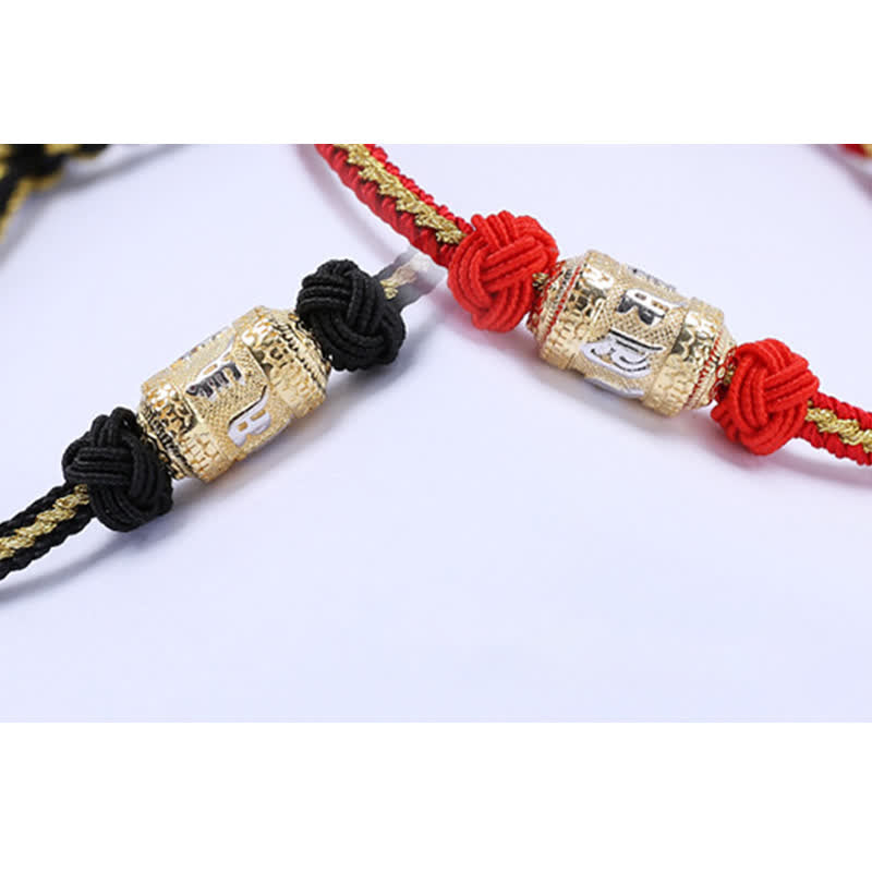 KarmaRipple's 925 Sterling Silver Om Mani Padme Hum Prayer Wheel Fortune Strength Red String Bracelet p13