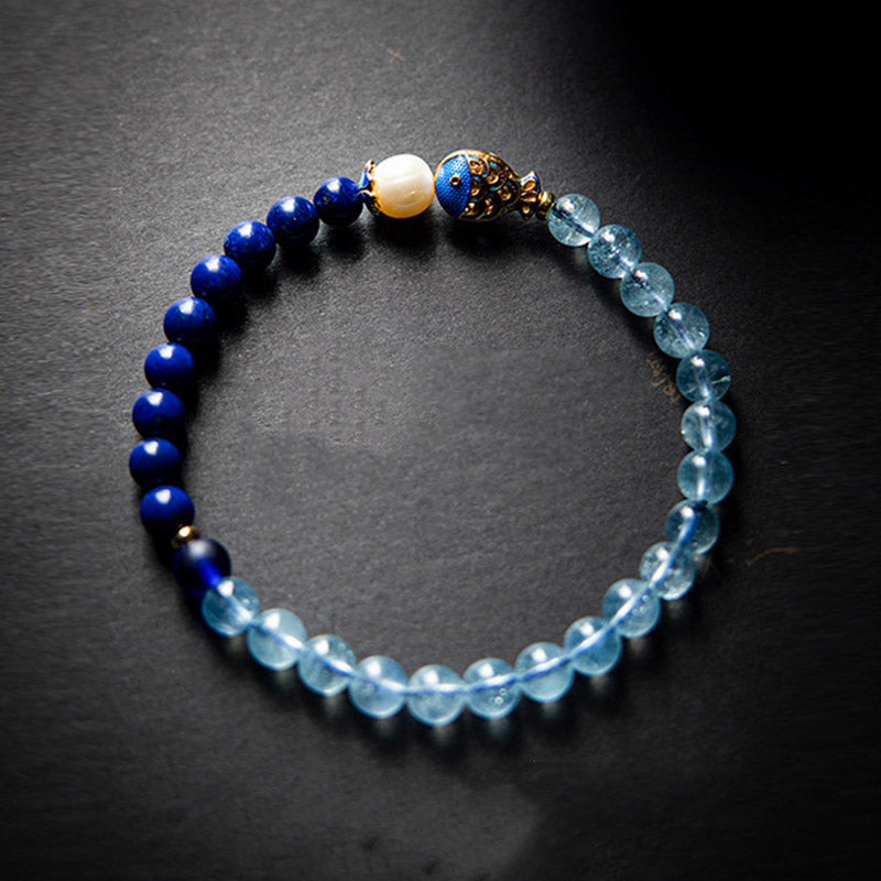 KarmaRipple's Authentic Aquamarine Lazurite Fish Balancing Bracelet p3