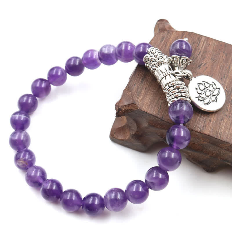 KarmaRipple's Amethyst Gemstone Lotus Balancing Balance Bracelet p2