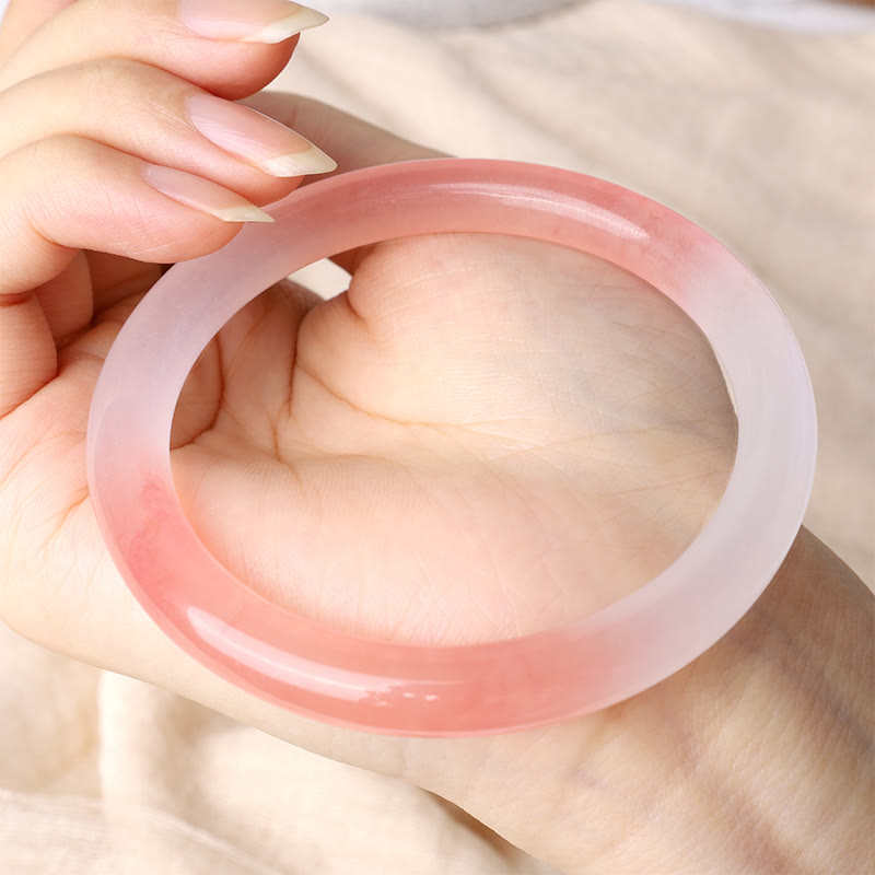 KarmaRipple's Pink Golden Silk Jade Wealth Bracelet Bangle p5