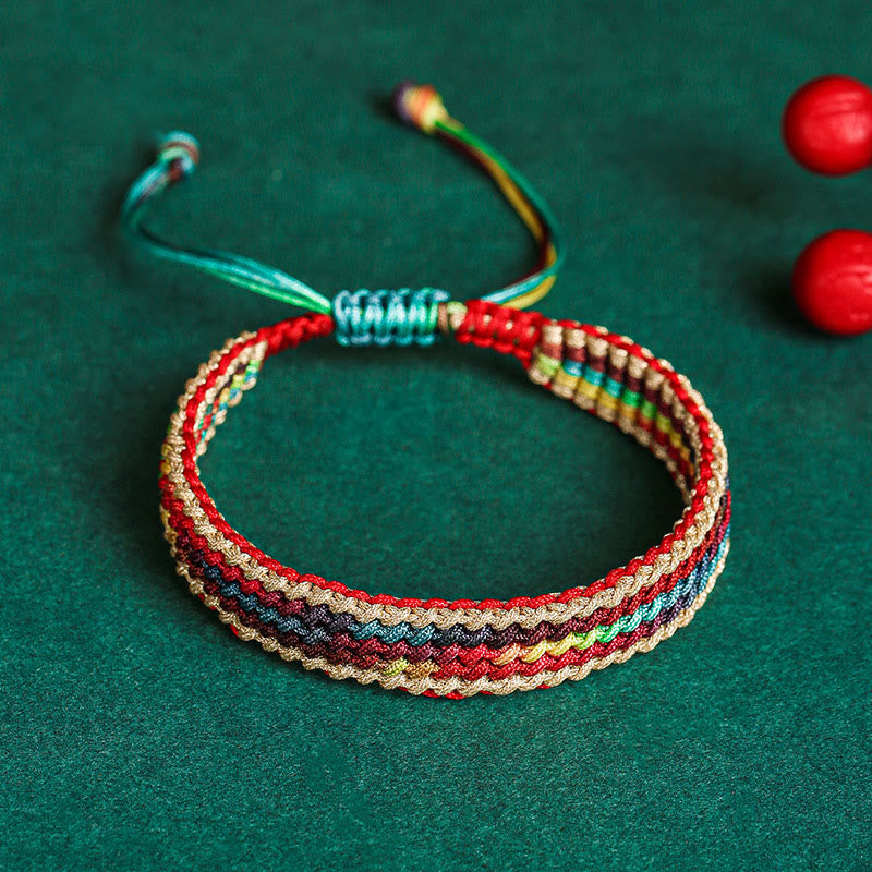 KarmaRipple's Tibet Handmade Rainbow Multicolored Protection Woven String Bracelet p4