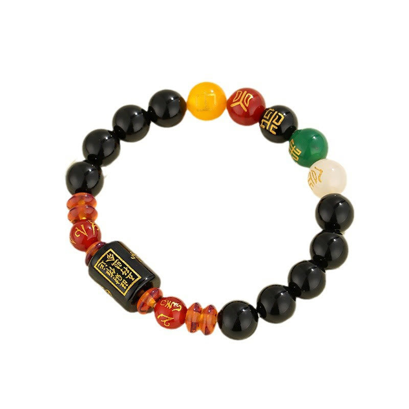 KarmaRipple's Five Elements Black Onyx Red Agate Wisdom Wealth Bracelet p15