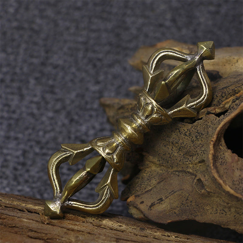 KarmaRipple's Handcrafted Nepal Small Five Prong Vajra Dorje Strength Bronze Decoration p11