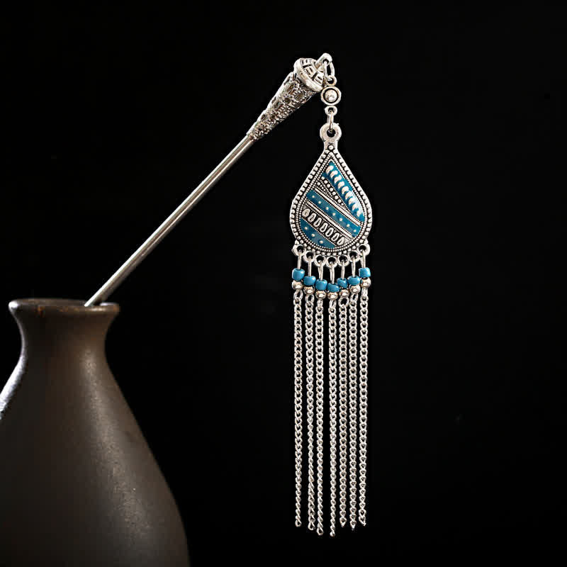 KarmaRipple's Water Drop Lily of the Valley Flowers Tassels Confidence Hairpin p1