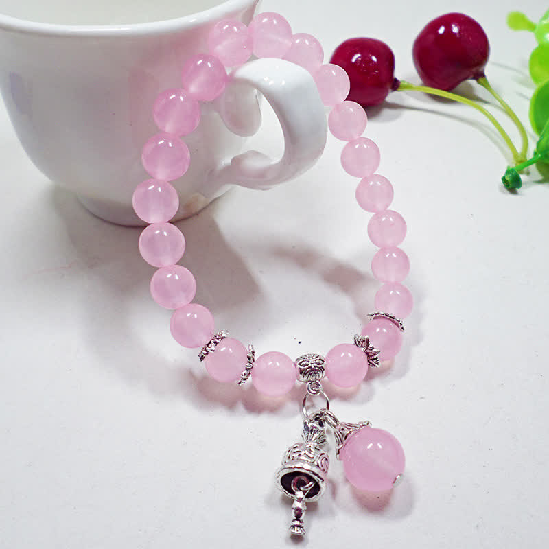 KarmaRipple's Vintage Gemstone Chalcedony Stone Energy Beaded Bell Talisman Bracelet p3