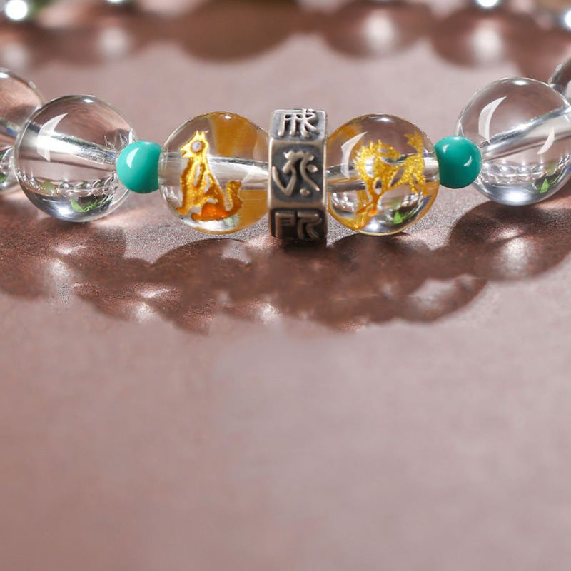 KarmaRipple's 925 Sterling Silver Chinese Zodiac Natal Buddha'spicious Groups Ivory Gemstone Hetian Jade Balancing Bracelet p7