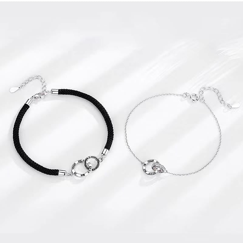KarmaRipple's KEEP ME IN YOUR HEART Design Interlocking Circles Balancing Pair Chain Bracelet p6