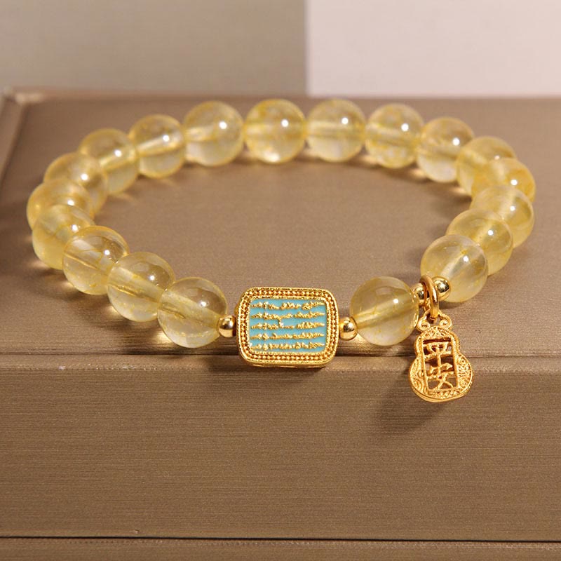 KarmaRipple's Authentic Citrine Five Scriptures Generosity Bracelet p1