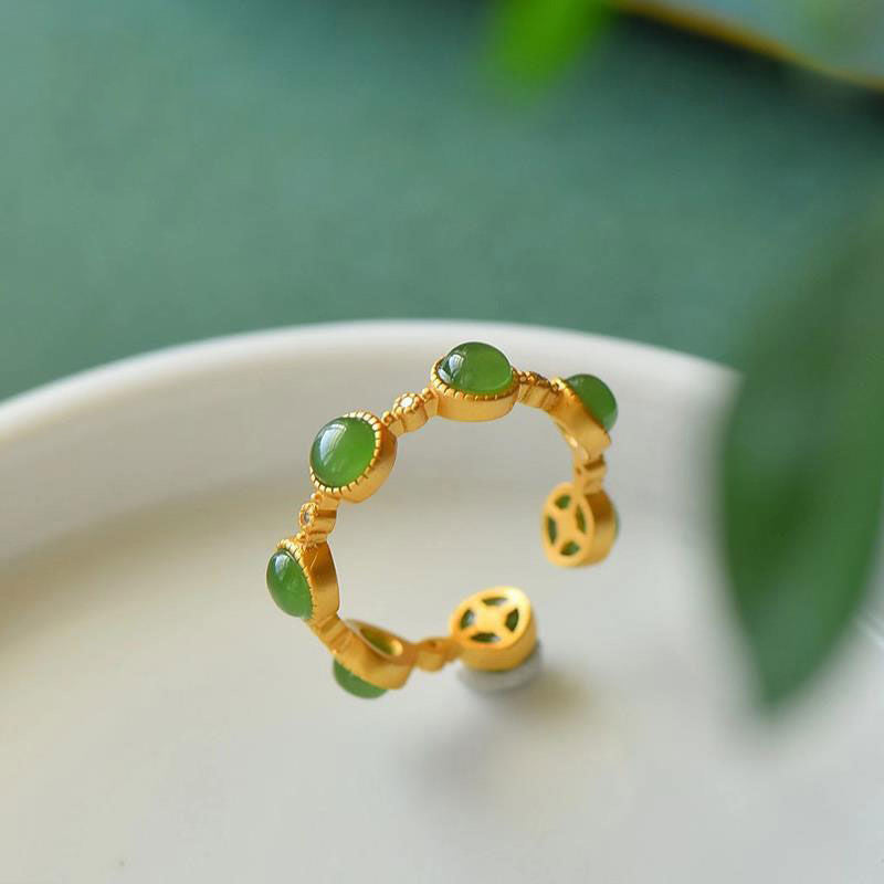 KarmaRipple's Cyan Jade Balancing Calm Adjustable Ring p6